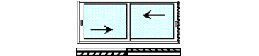 Схематический рисунок раздвижного окна с двумя створками