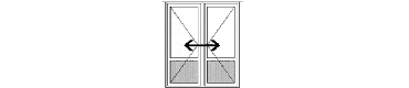 Двухстворчатая раздвижная дверь из алюминия. Схематический рисунок.
