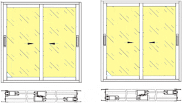 Схематический рисунок двухстворчатого окна и варианты расположения створок внутри.